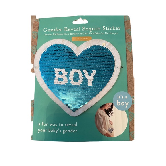 Kate & Milo Gender Reveal Sequins Sticker, It's a Boy, Double sided - Picture 3 of 5